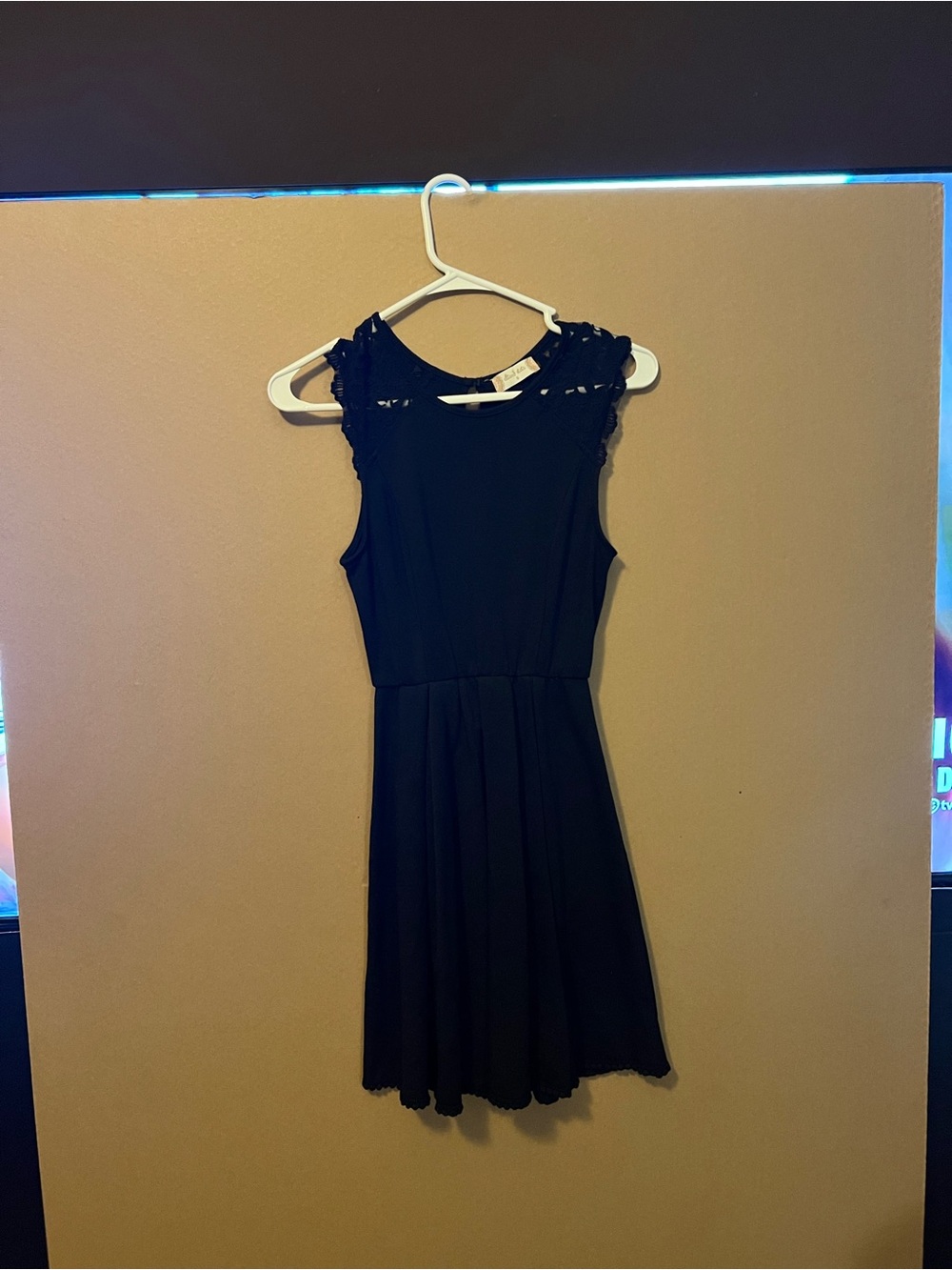 Altar'd State Black Lace-Trim Sleeveless Fit & Flare Dress